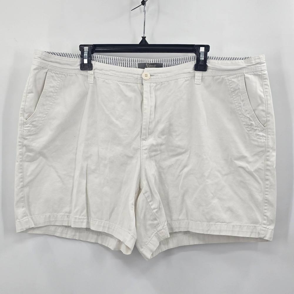Natural Reflections Shorts Womens 20W White Chino Shorts Cotton Twill Casual